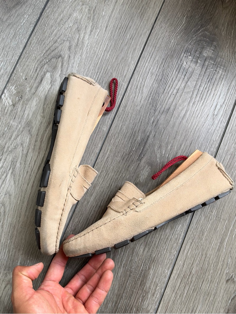 Cole Haan Nike Air Suede Driving Loafers Beige – Men’s Size 9B